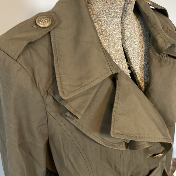 Army Green Dress Trench Express Size Medium - Picture 3 of 7